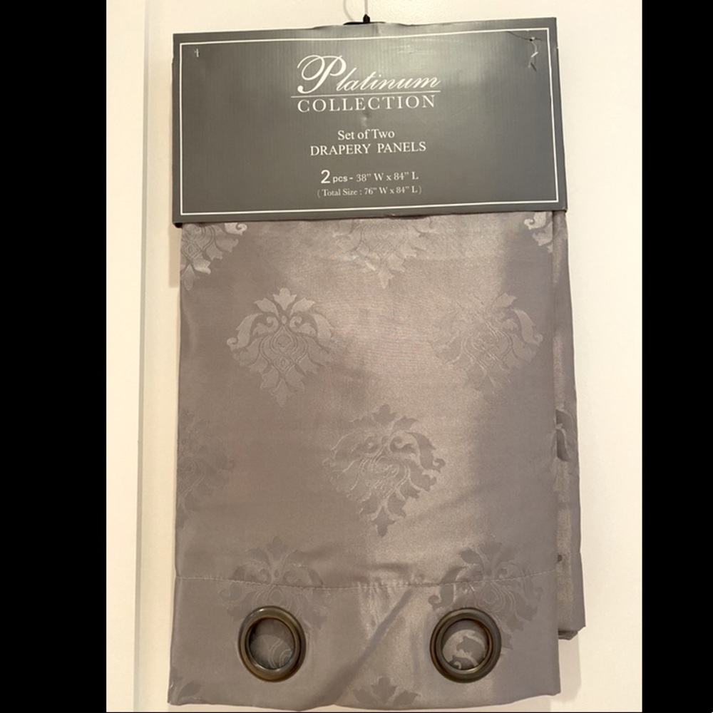 NWT Platinum drapery panels set in metallic gray